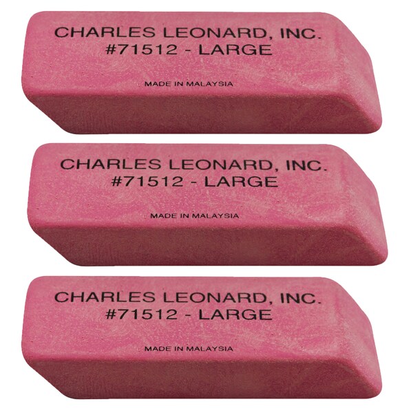 Charles Leonard Large Natural Rubber Pink Wedge Erasers, PK36 71512 - main